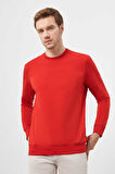  Erkek Kırmızı Bisiklet Yaka Dynamic Fit Rahat Kesim Sweatshirt