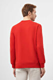  Erkek Kırmızı Bisiklet Yaka Dynamic Fit Rahat Kesim Sweatshirt