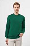  Erkek Yeşil Bisiklet Yaka Dynamic Fit Rahat Kesim Sweatshirt