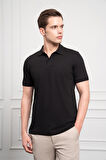  Erkek Siyah Basic Polo Yaka Dynamic Fit T-Shirt