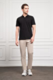  Erkek Siyah Basic Polo Yaka Dynamic Fit T-Shirt