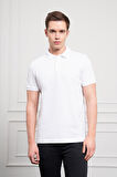  Erkek Beyaz Basic Polo Yaka Dynamic Fit T-Shirt