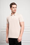  Erkek Bej Basic Polo Yaka Dynamic Fit T-Shirt