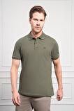  Erkek Haki Basic Polo Yaka Dynamic Fit T-Shirt