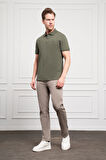  Erkek Haki Basic Polo Yaka Dynamic Fit T-Shirt