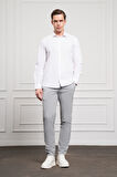  Erkek Beyaz Pamuk Trend Slim Fit Dar Kesim İtalyan Yaka Gömlek