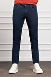  Erkek Lacivert Jean Slim Fit Dar Kesim Pantolon