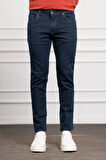  Erkek Lacivert Jean Slim Fit Dar Kesim Pantolon