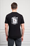  Erkek Siyah Trend Bisiklet Yaka Dinamik Fit Pamuk T-Shirt