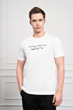  Erkek Ekru Trend Bisiklet Yaka Dinamik Fit Pamuk T-Shirt