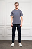  Erkek Antrasit Trend Bisiklet Yaka Dinamik Fit Pamuk T-Shirt