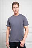  Erkek Antrasit Trend Bisiklet Yaka Dinamik Fit Pamuk T-Shirt
