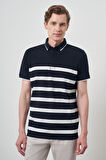  Erkek Lacivert Trend Rınger Polo Yaka T-Shirt