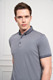  Erkek Lacivert Trend Merserize Düz Düğmeli Yaka Dynamic Fit T-Shirt