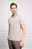  Erkek Bej Trend Merserize Düz Düğmeli Yaka Dynamic Fit T-Shirt