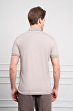  Erkek Bej Trend Merserize Düz Düğmeli Yaka Dynamic Fit T-Shirt