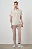  Erkek Kremrengi Trend Apaşi Yaka Kısa Kollu Gömlek