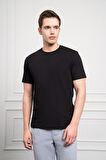  Erkek Siyah Basic Bisiklet Yaka Dynamic Fit Pamuk T-Shirt