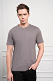  Erkek Antrasit Basic Bisiklet Yaka Dynamic Fit Pamuk T-Shirt