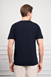  Erkek Lacivert Basic Bisiklet Yaka Dynamic Fit Pamuk T-Shirt