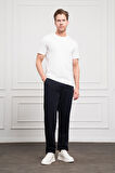  Erkek Ekru Basic Bisiklet Yaka Dynamic Fit Pamuk T-Shirt