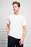  Erkek Ekru Basic Bisiklet Yaka Dynamic Fit Pamuk T-Shirt