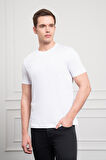  Erkek Beyaz Basic Bisiklet Yaka Dynamic Fit Pamuk T-Shirt