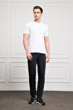  Erkek Beyaz Basic Bisiklet Yaka Dynamic Fit Pamuk T-Shirt