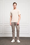  Erkek Bej Basic Bisiklet Yaka Dynamic Fit Pamuk T-Shirt