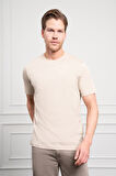  Erkek Bej Basic Bisiklet Yaka Dynamic Fit Pamuk T-Shirt