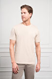  Erkek Bej Basic Bisiklet Yaka Dynamic Fit Pamuk T-Shirt