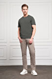  Erkek Haki Basic Bisiklet Yaka Dynamic Fit Pamuk T-Shirt