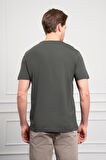  Erkek Haki Basic Bisiklet Yaka Dynamic Fit Pamuk T-Shirt