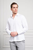  Erkek Beyaz Trend İtalyan Yaka  Slim Fit Dar Kesim Gömlek