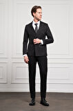  Erkek Siyah Kruvaze Slim Fit Sivri Yaka Takım Elbise