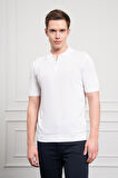  Erkek Beyaz Trend  Polo Yaka  Dinamik Fit Rahat Kesim T-Shirt