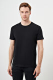  Erkek Siyah Basic Bisiklet Yaka Dynamic Fit Rahat Kesim T-Shirt