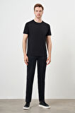  Erkek Siyah Basic Bisiklet Yaka Dynamic Fit Rahat Kesim T-Shirt