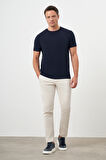  Erkek Lacivert Basic Bisiklet Yaka Dynamic Fit Rahat Kesim T-Shirt