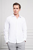  Erkek Beyaz Slim Fit Dar Kesim Sert Spor Yaka Gömlek