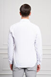  Erkek Beyaz Slim Fit Dar Kesim Sert Spor Yaka Gömlek