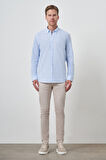  Erkek A. MAVİ Slim Fit Düğmeli Yaka Gömlek