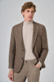  Erkek KAHVE Örme Slim Fit Mono Yaka Ceket