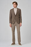  Erkek KAHVE Örme Slim Fit Mono Yaka Ceket