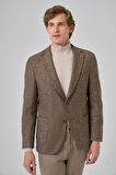  Erkek KAHVE Örme Slim Fit Mono Yaka Ceket