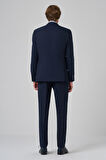  Erkek Lacivert Yünlü Slim Fit Mono Yaka Takım Elbise