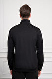  Erkek Siyah Femuarlı Bato Yaka Dynamic Fit Rahat Kesim Sweatshirt