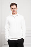  Erkek Ekru Femuarlı Bato Yaka Dynamic Fit Rahat Kesim Sweatshirt