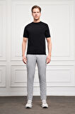  Erkek Siyah Trend Bisiklet Yaka Dynamic Fit Rahat Kesim Rayon T-Shirt