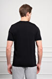  Erkek Siyah Trend Bisiklet Yaka Dynamic Fit Rahat Kesim Rayon T-Shirt